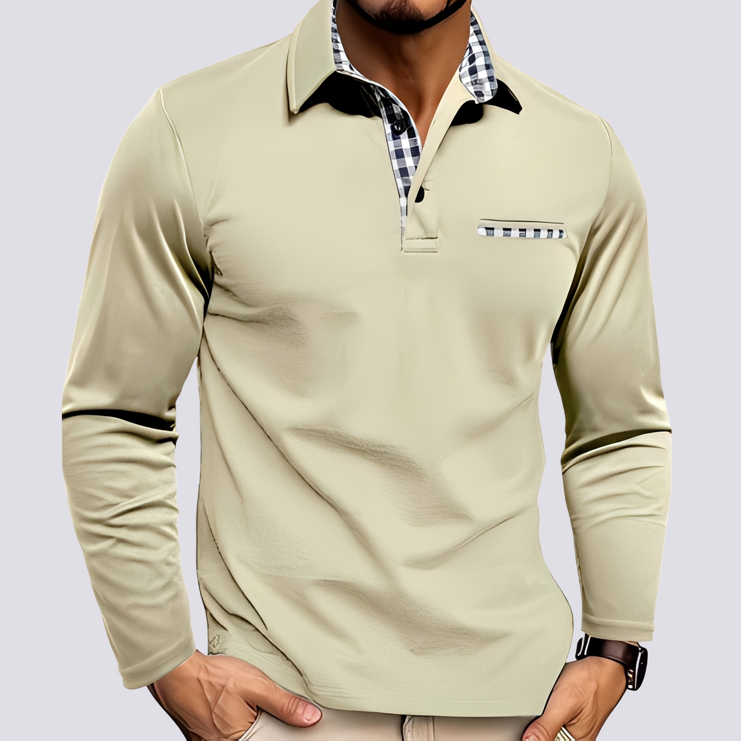 Mark – Polo pour homme – à manches longues décontracté