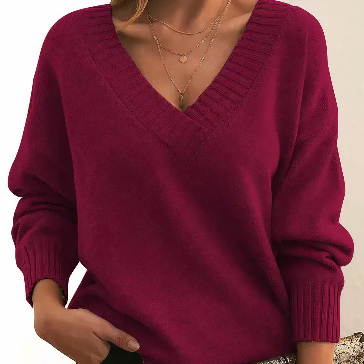 Herbst - Pull élégant et chaud avec col en V