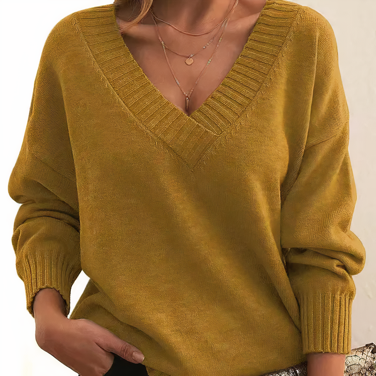 Herbst - Pull élégant et chaud avec col en V