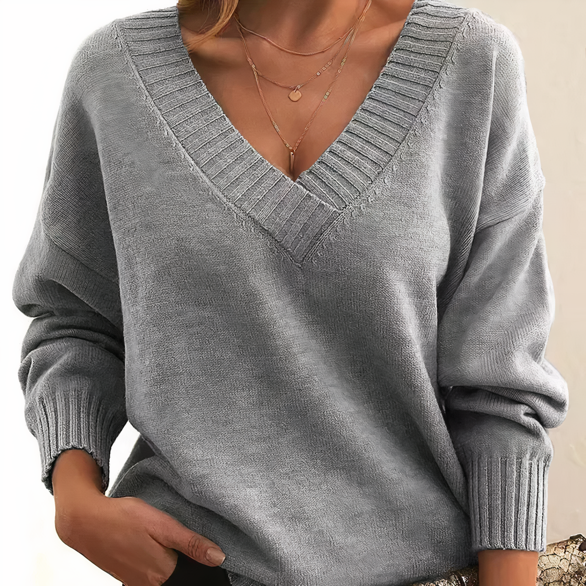 Herbst - Pull élégant et chaud avec col en V