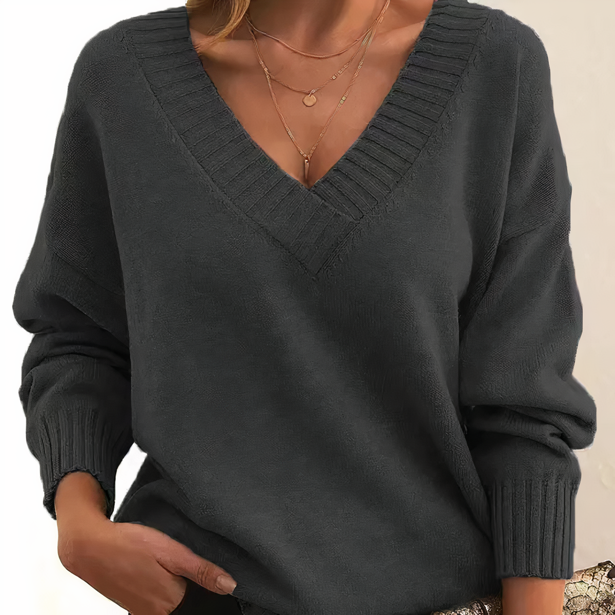 Herbst - Pull élégant et chaud avec col en V