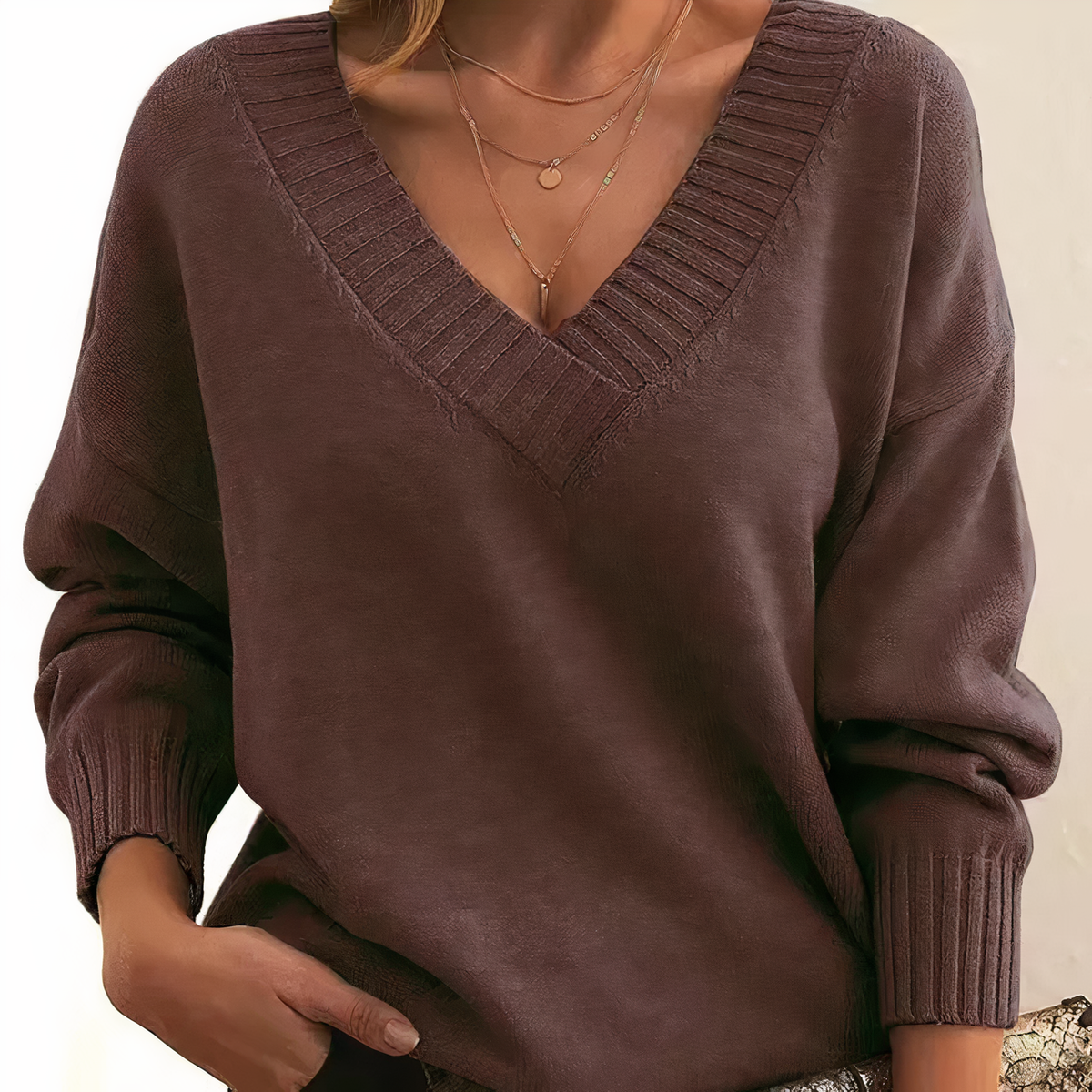 Herbst - Pull élégant et chaud avec col en V