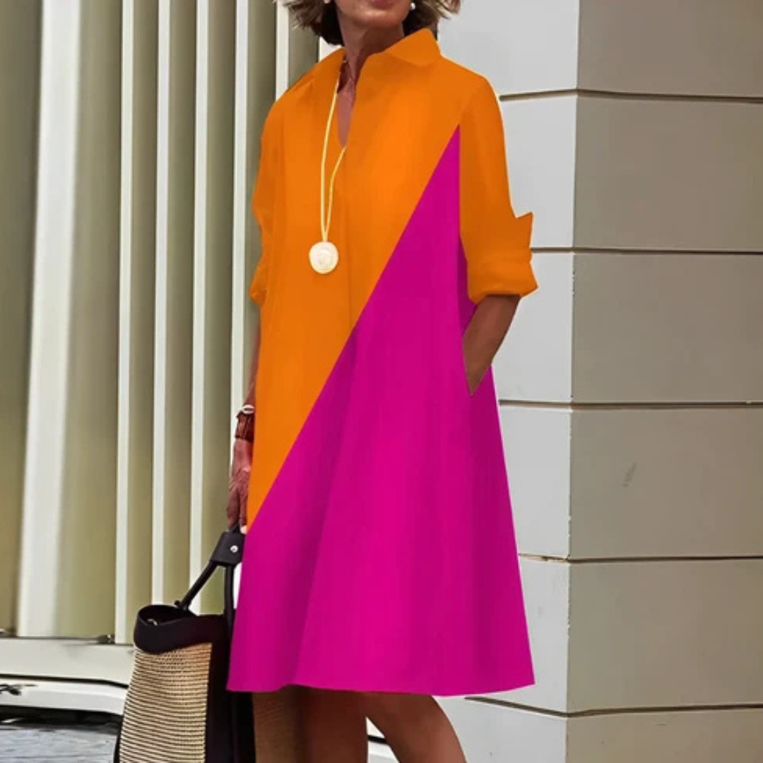 Gina - Élégante robe midi à manches longues