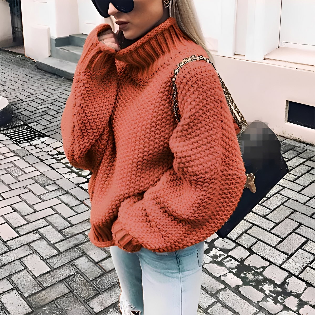 Nicola - Pull à col roulé chaud et oversize