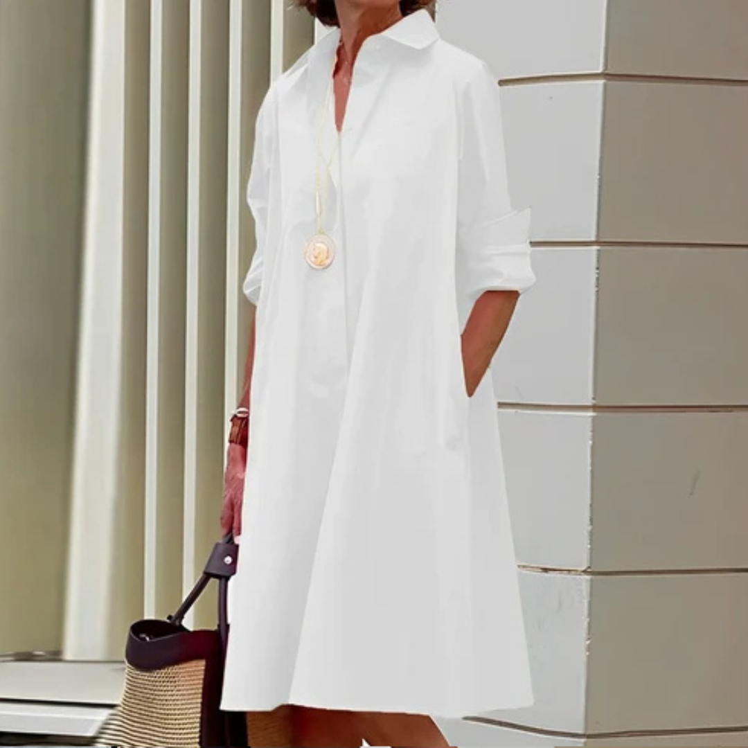 Gina - Élégante robe midi à manches longues