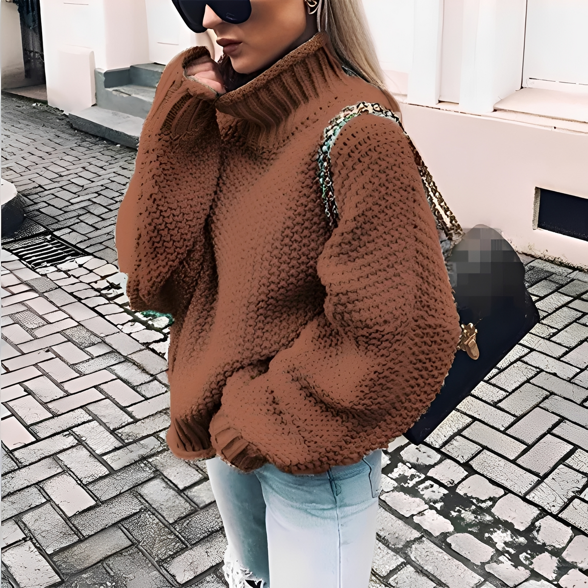Nicola - Pull à col roulé chaud et oversize