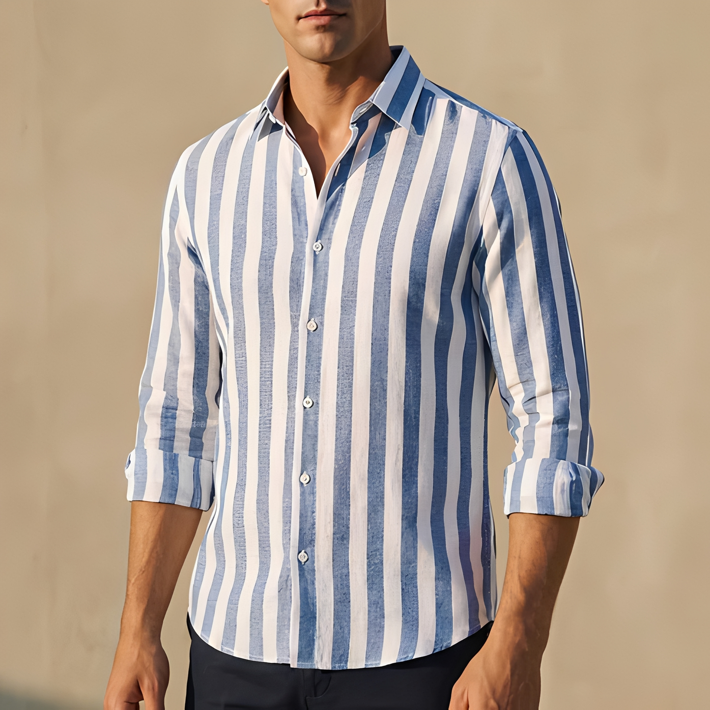 Khurt - Chemise d'été moderne à rayures pour homme