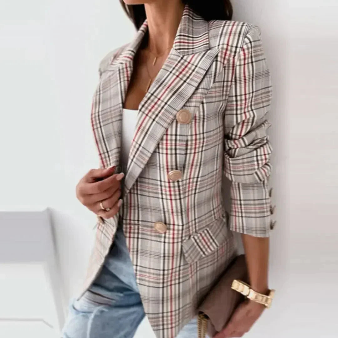 Arianne - Blazer Carreaux Décontracté - Style & Confort