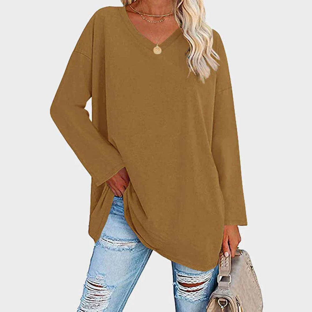 Ania - Blouse chic à col en V et manches longues
