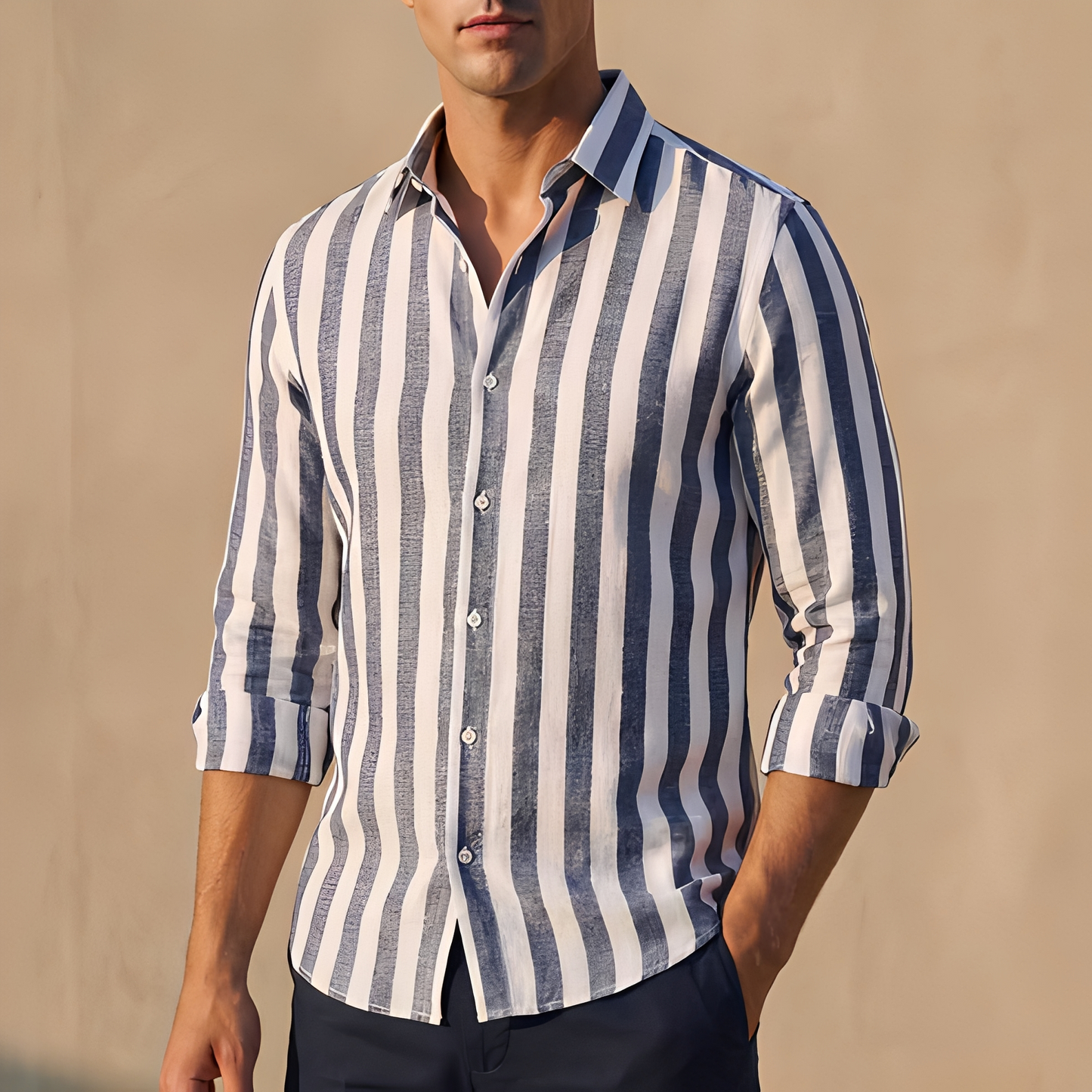 Khurt - Chemise d'été moderne à rayures pour homme