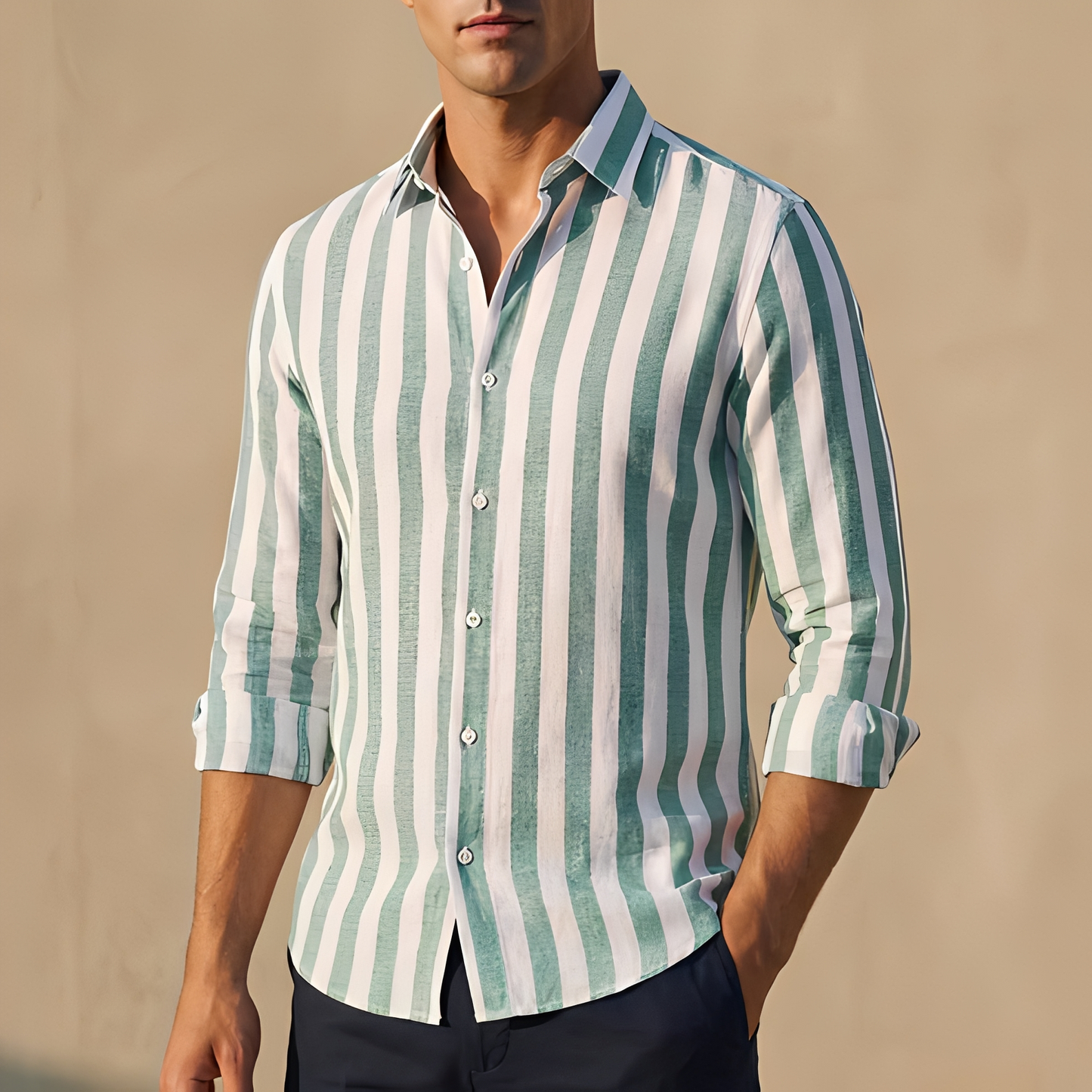 Khurt - Chemise d'été moderne à rayures pour homme