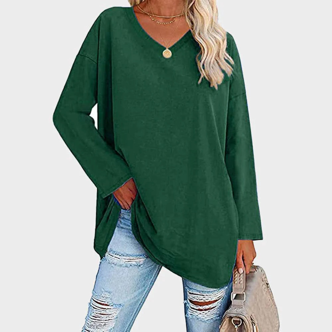 Ania - Blouse chic à col en V et manches longues