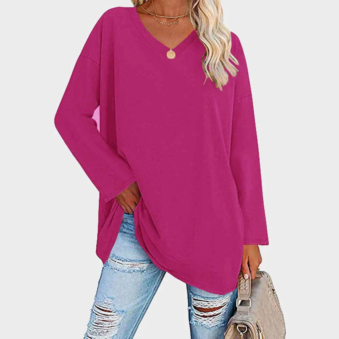 Ania - Blouse chic à col en V et manches longues