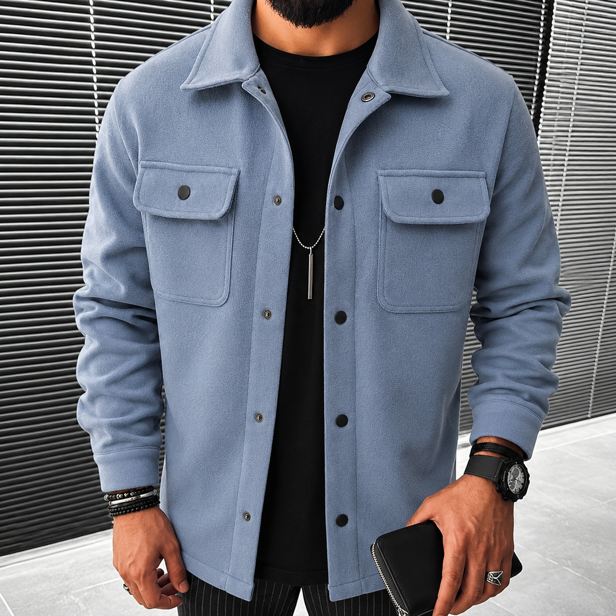 Finn - Surchemise décontractée pour hommes avec patte de boutonnage