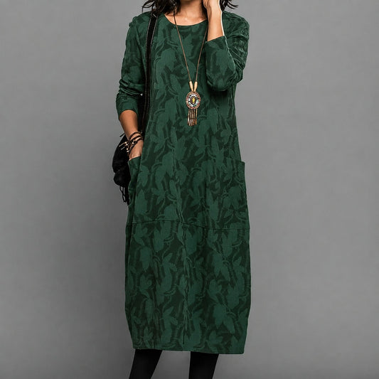 Alisha - Robe midi imprimée à manches longues