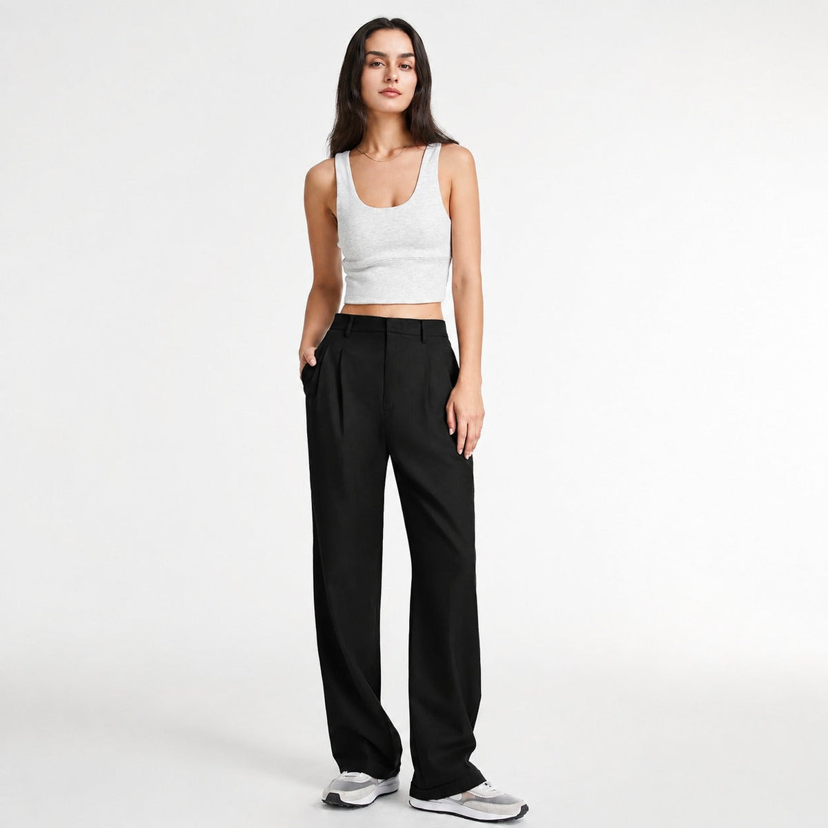 Amira - Pantalon de costume ample à jambe droite