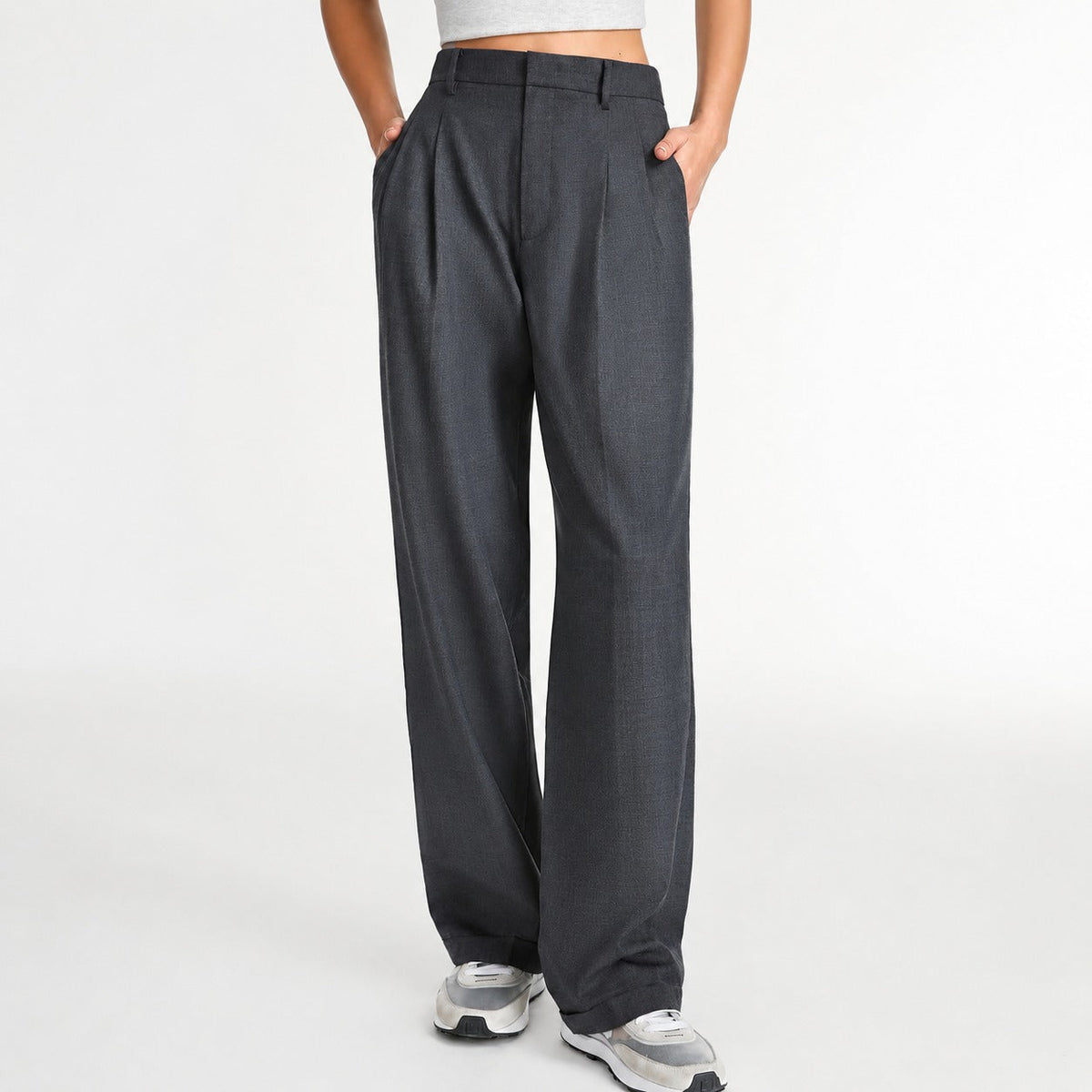 Amira - Pantalon de costume ample à jambe droite