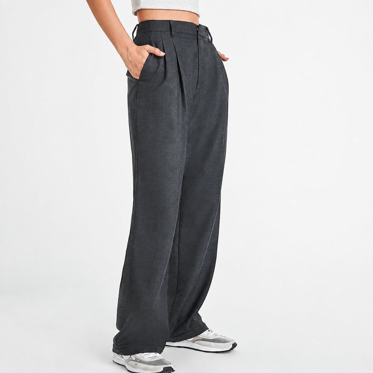 Amira - Pantalon de costume ample à jambe droite