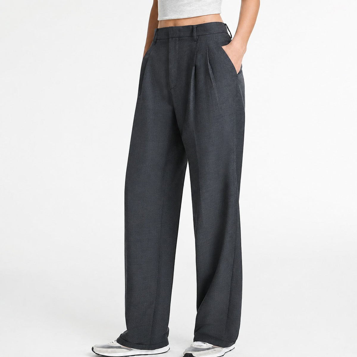 Amira - Pantalon de costume ample à jambe droite