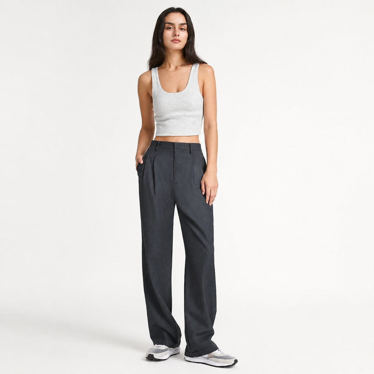 Amira - Pantalon de costume ample à jambe droite