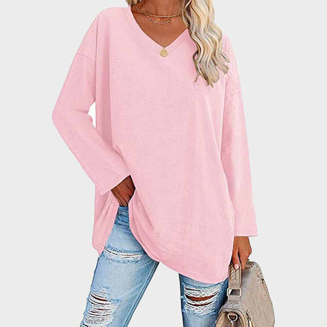 Ania - Blouse chic à col en V et manches longues