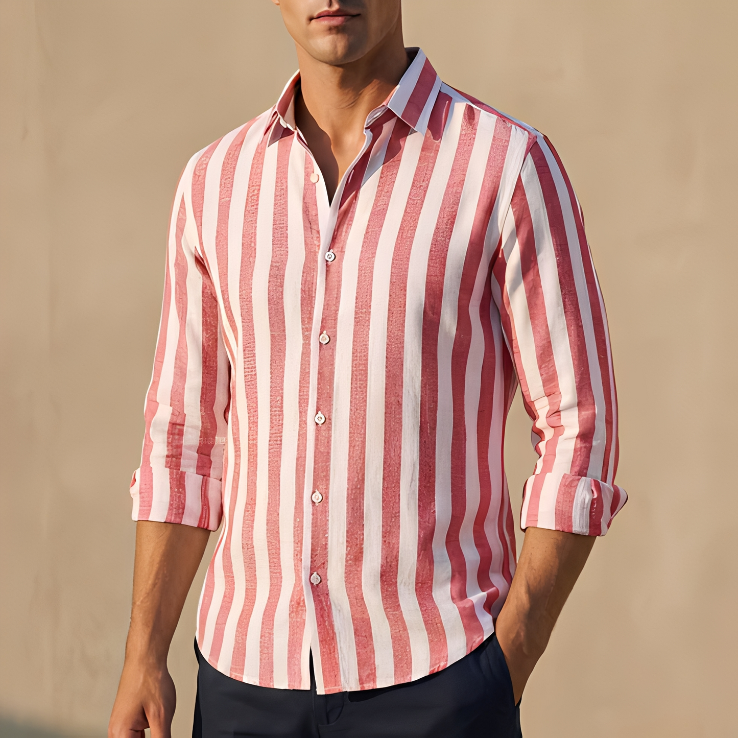Khurt - Chemise d'été moderne à rayures pour homme