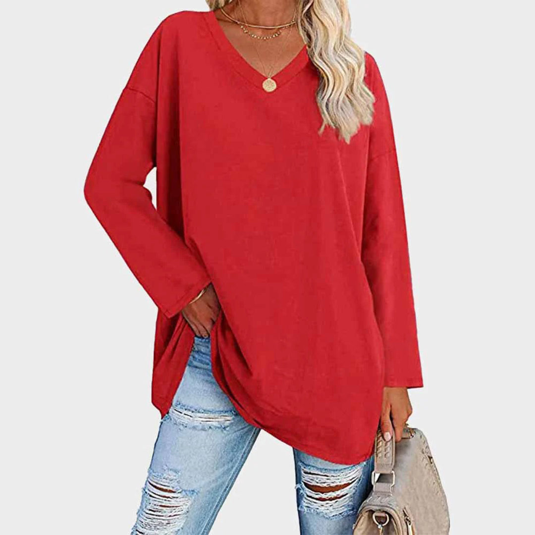 Ania - Blouse chic à col en V et manches longues