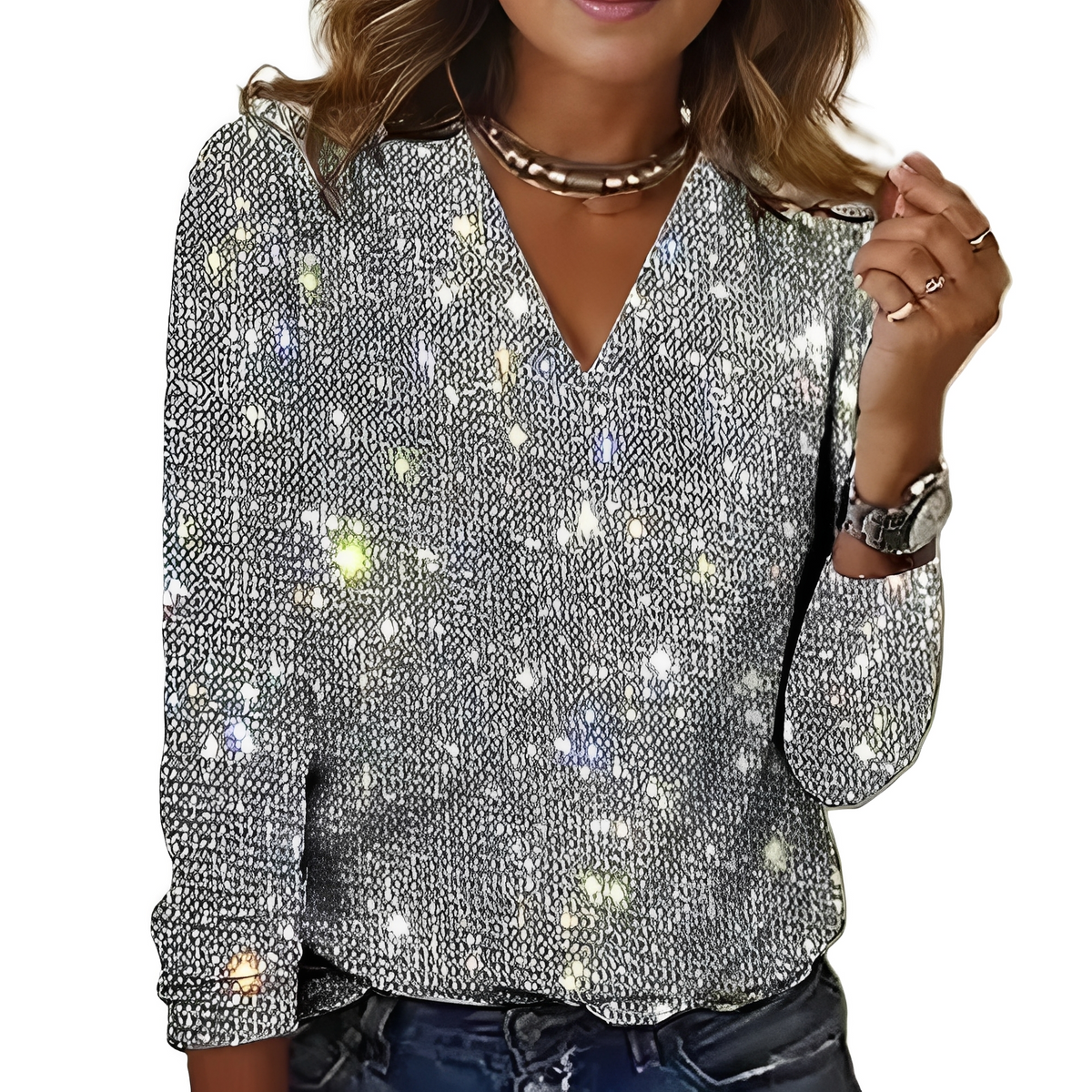 Caroline - Blouse élégante et scintillante pour femmes