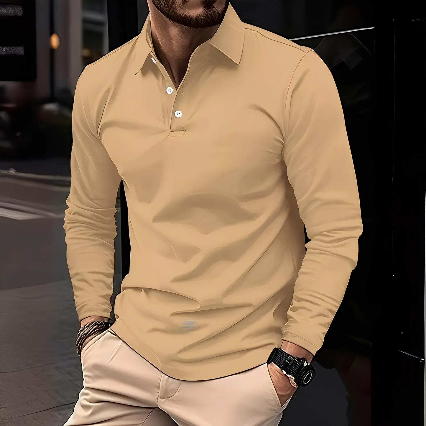 Deacon - Polo à manches longues confortable pour homme
