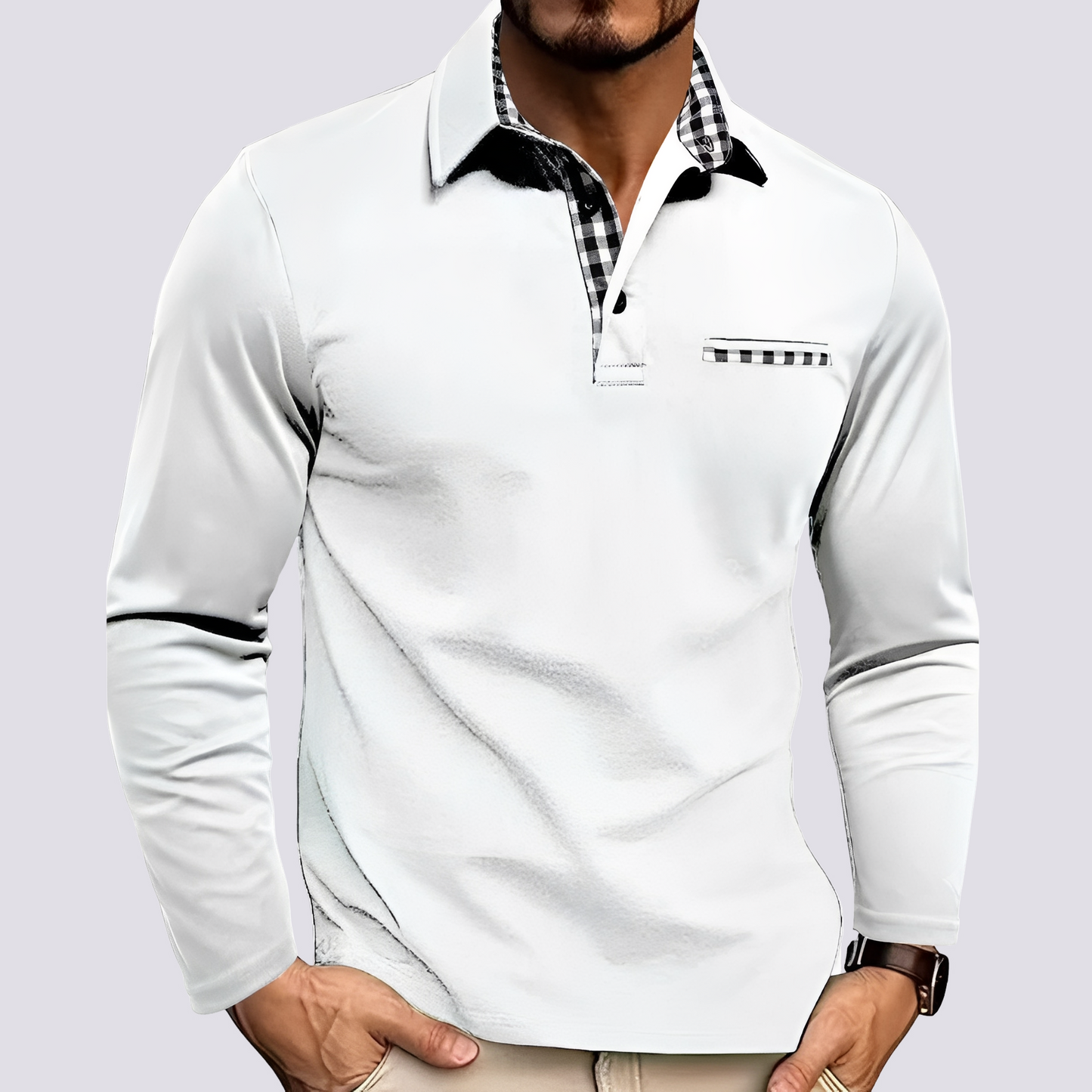 Mark – Polo pour homme – à manches longues décontracté