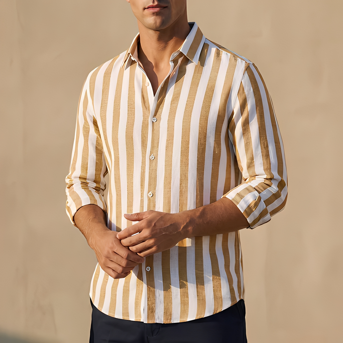 Khurt - Chemise d'été moderne à rayures pour homme