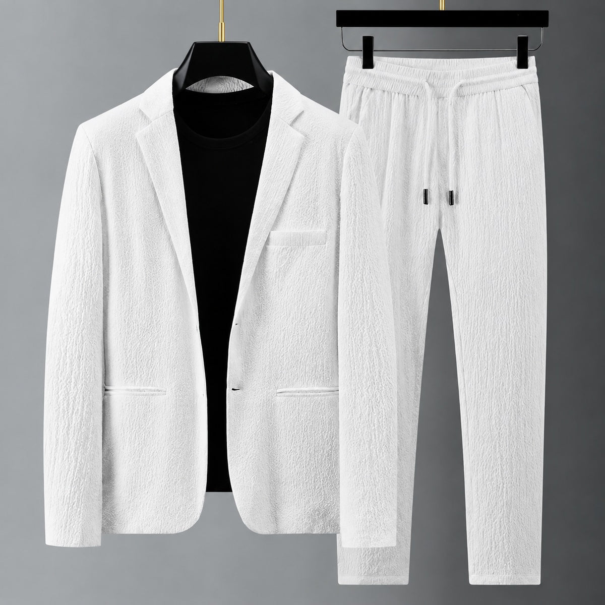Ensemble costume homme veste blazer et pantalon à cordon - coupe décontractée