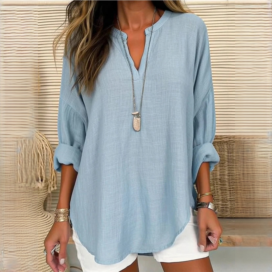 Eliza - Blouse décontractée avec manches longues et col en V