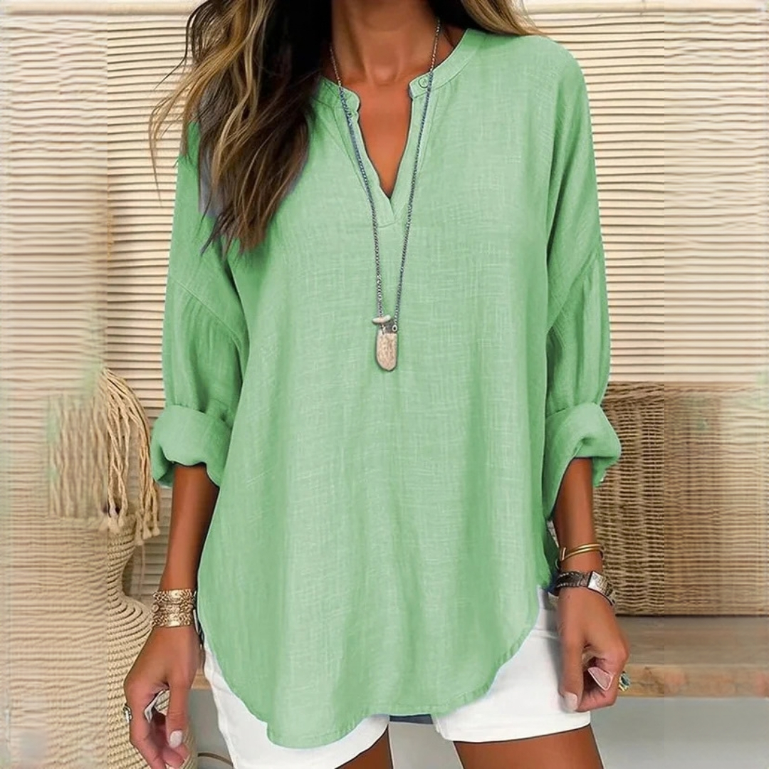 Eliza - Blouse décontractée avec manches longues et col en V
