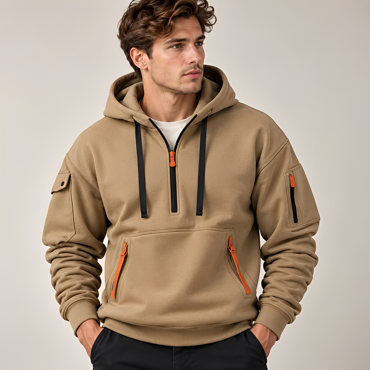 Norton - Hoodie solide avec zip à moitié