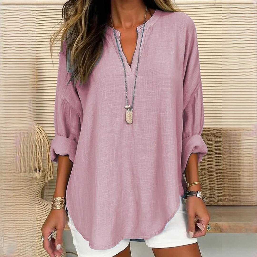 Eliza - Blouse décontractée avec manches longues et col en V
