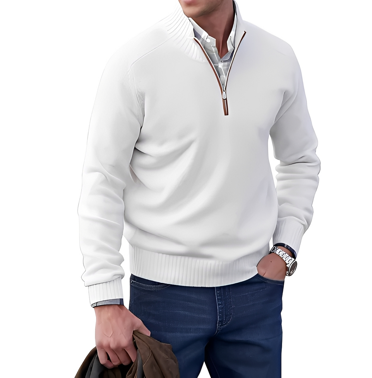 Gabriel - Pull confortable et doux avec col zippé