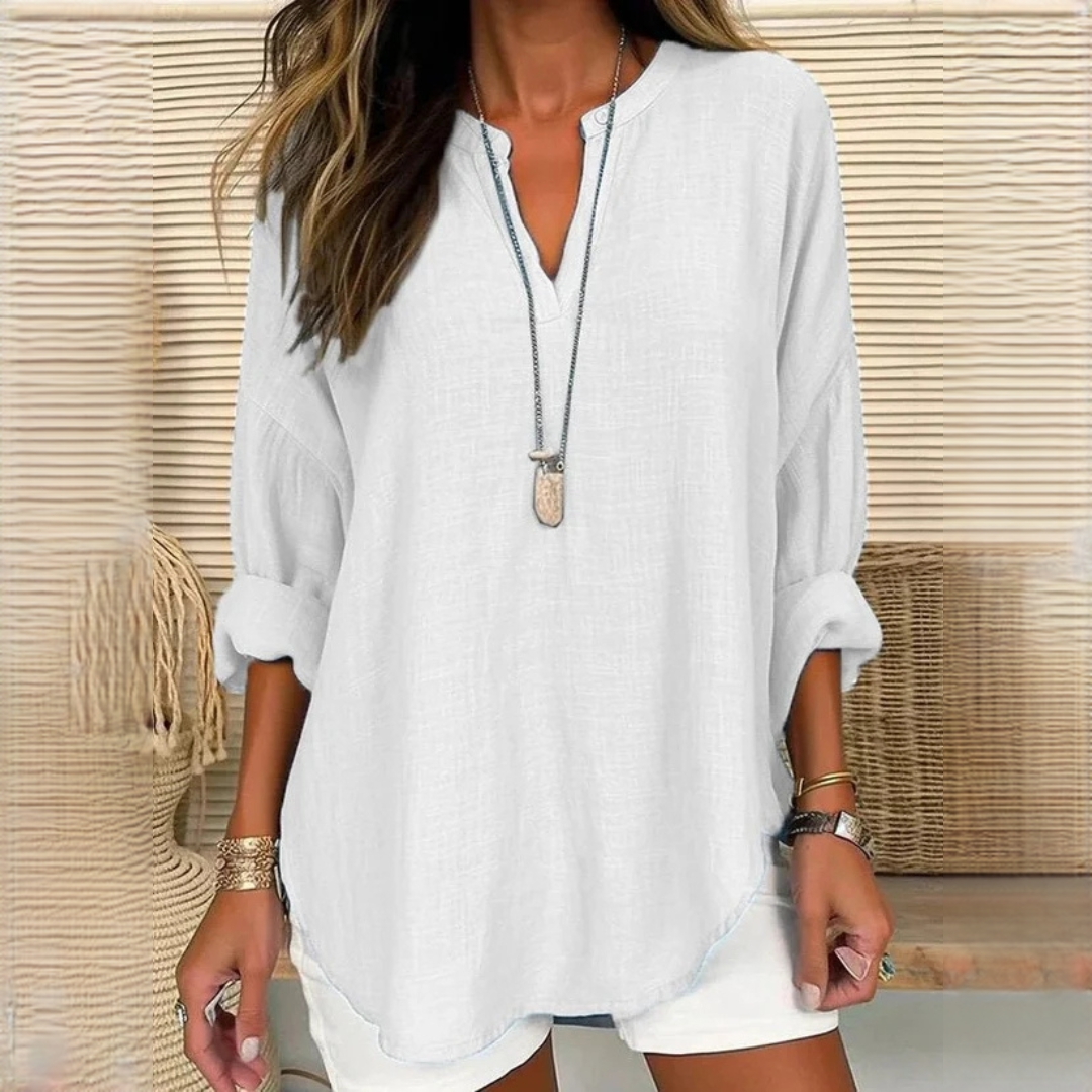 Eliza - Blouse décontractée avec manches longues et col en V