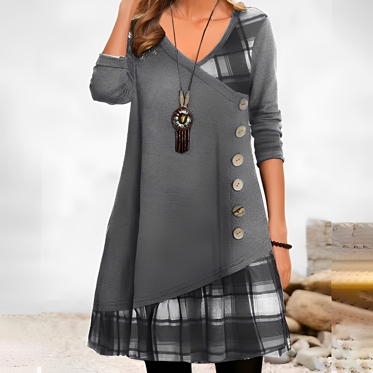 Shawnee - Robe mini à manches longues stylée et confortable