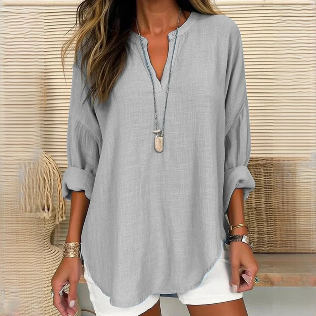 Eliza - Blouse décontractée avec manches longues et col en V