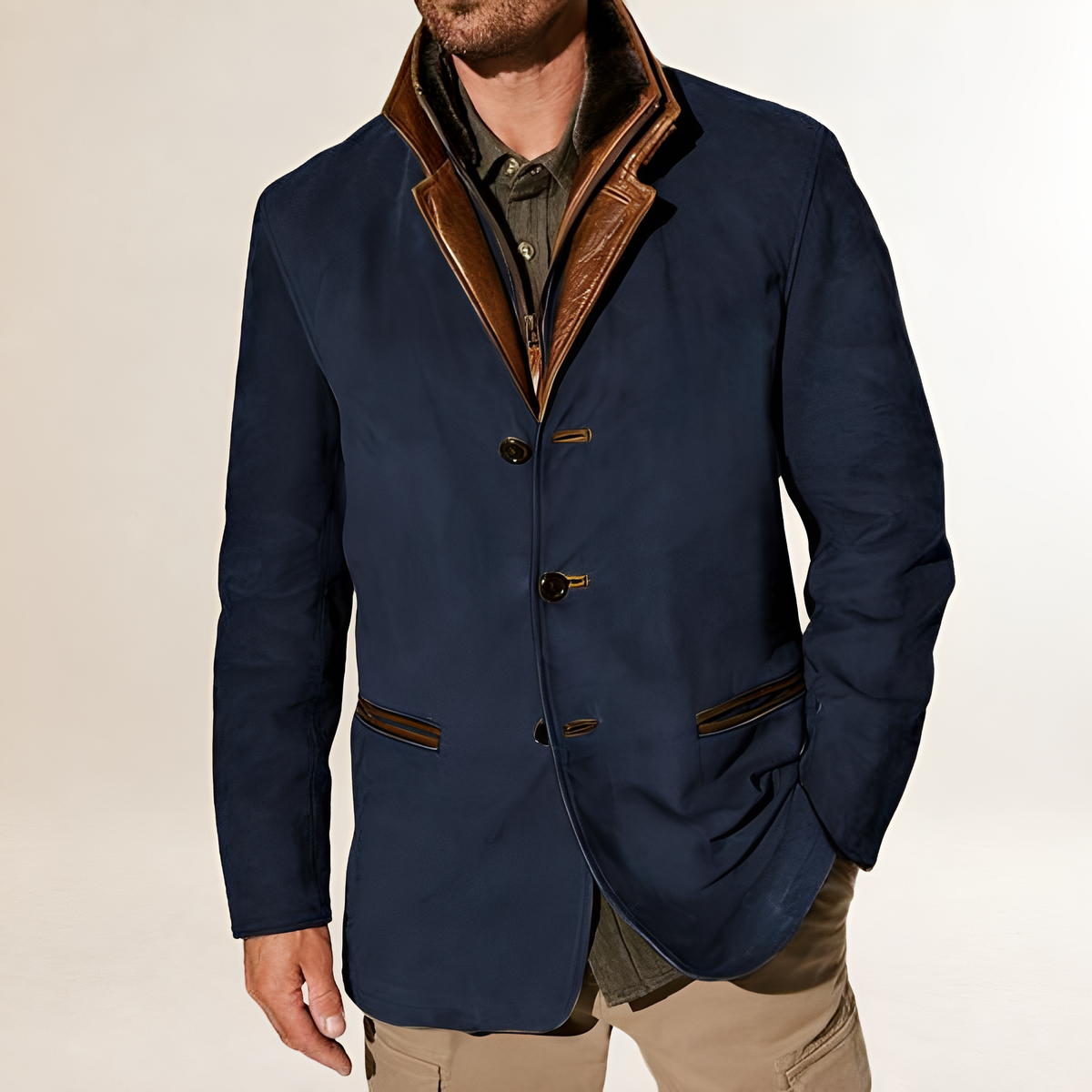 Blazer pour femmes à double bouton, col classique, coupe régulière, détails contrastés