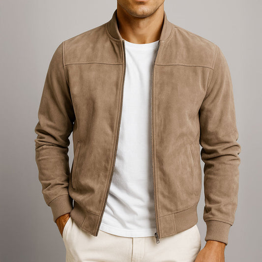 Blouson bomber homme zipé avec poignets côtelés et coupe décontractée