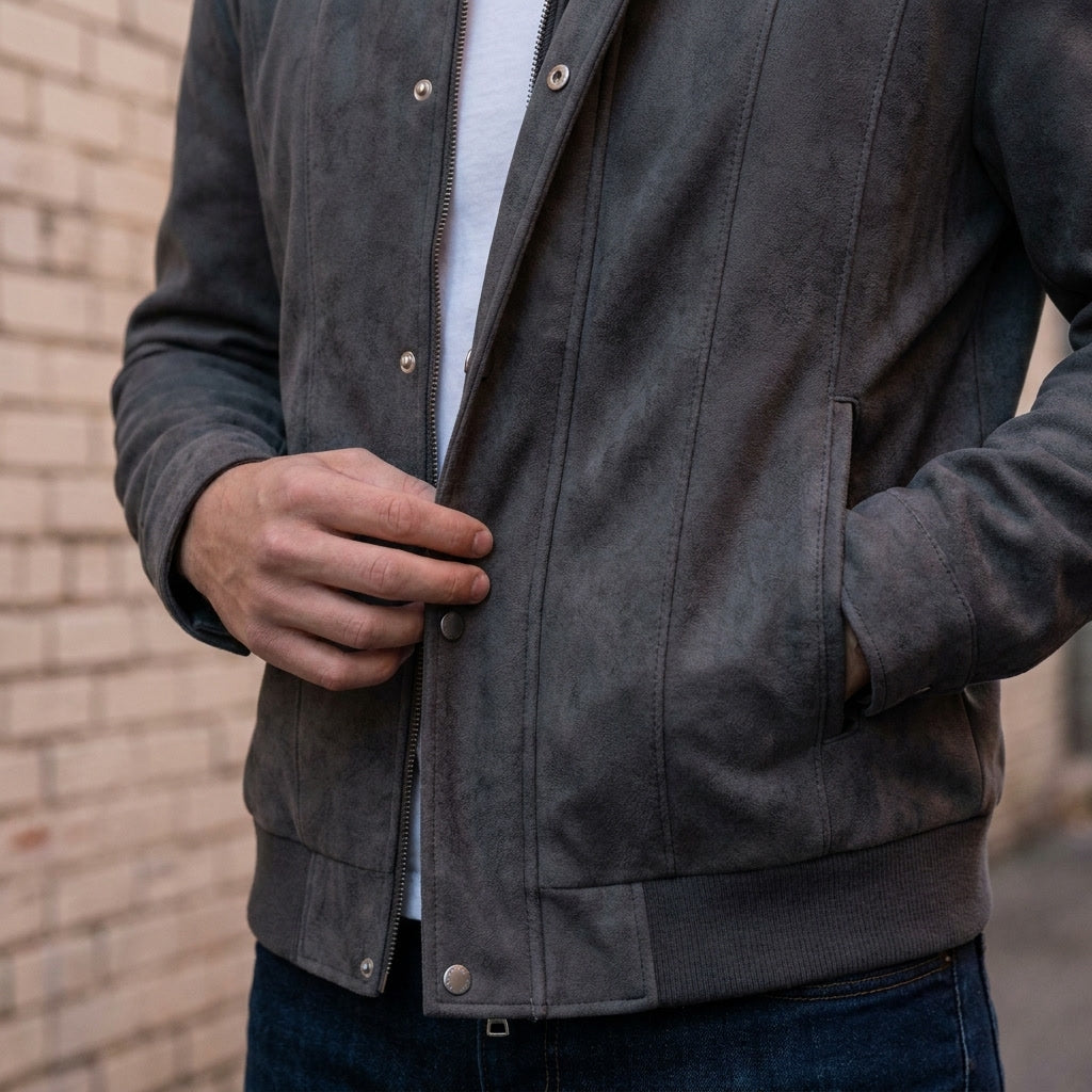 Blouson bomber homme zip-front avec col et poignets côtelés