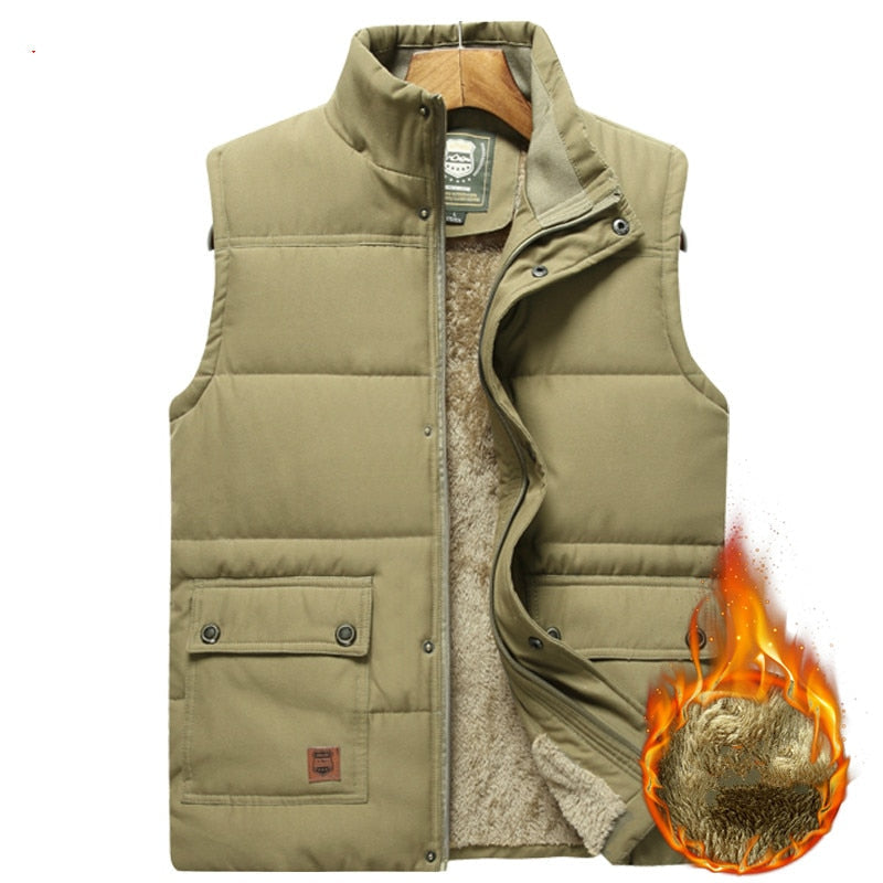 Bodywarmer homme sans manches doublé à col haut et poches