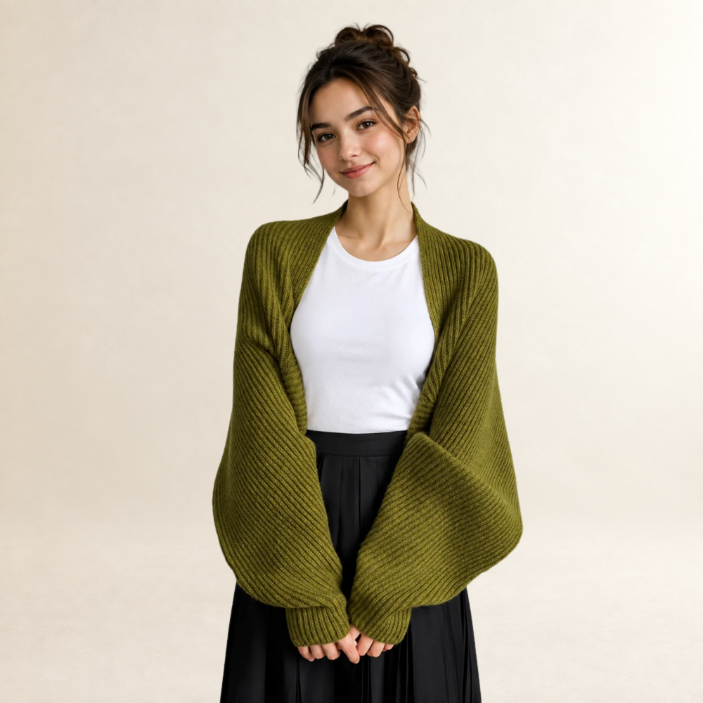 Cardigan femme à ouverture devant, texture côtelée, manches longues, coupe décontractée