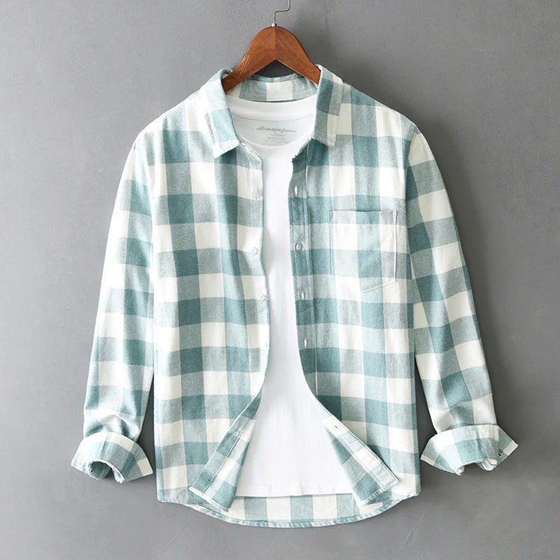 Chemise homme à carreaux à bouton-pression et poche poitrine