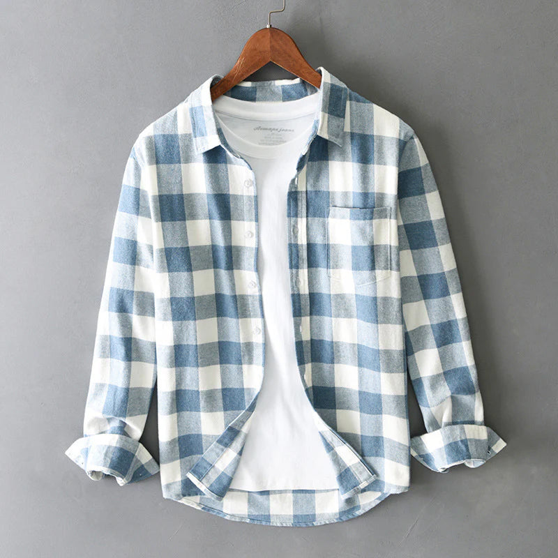 Chemise homme à carreaux à bouton-pression et poche poitrine