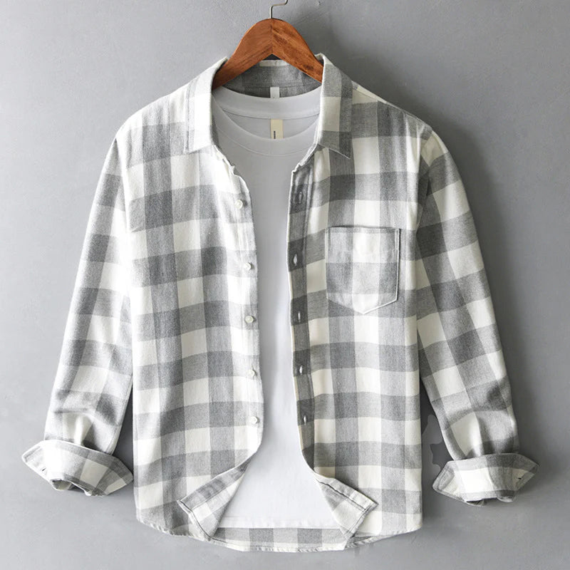 Chemise homme à carreaux à bouton-pression et poche poitrine