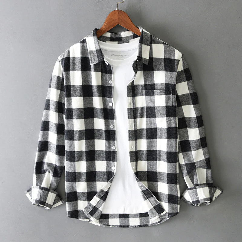 Chemise homme à carreaux à bouton-pression et poche poitrine