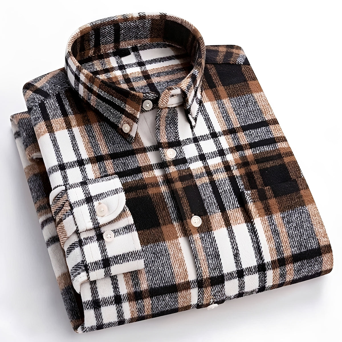 Chemise homme à carreaux à boutons col classique coupe décontractée